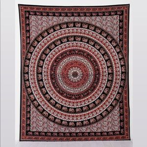Urban Outfitters Black Red Elephant Tapestry